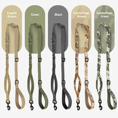 Forestpaw Tactical Dog Leash for Large Dogs, Khaki, 4-5FT | Heavy Duty Bungee, Shock Absorption, 2 Padded Handles, for Training Running Walking2