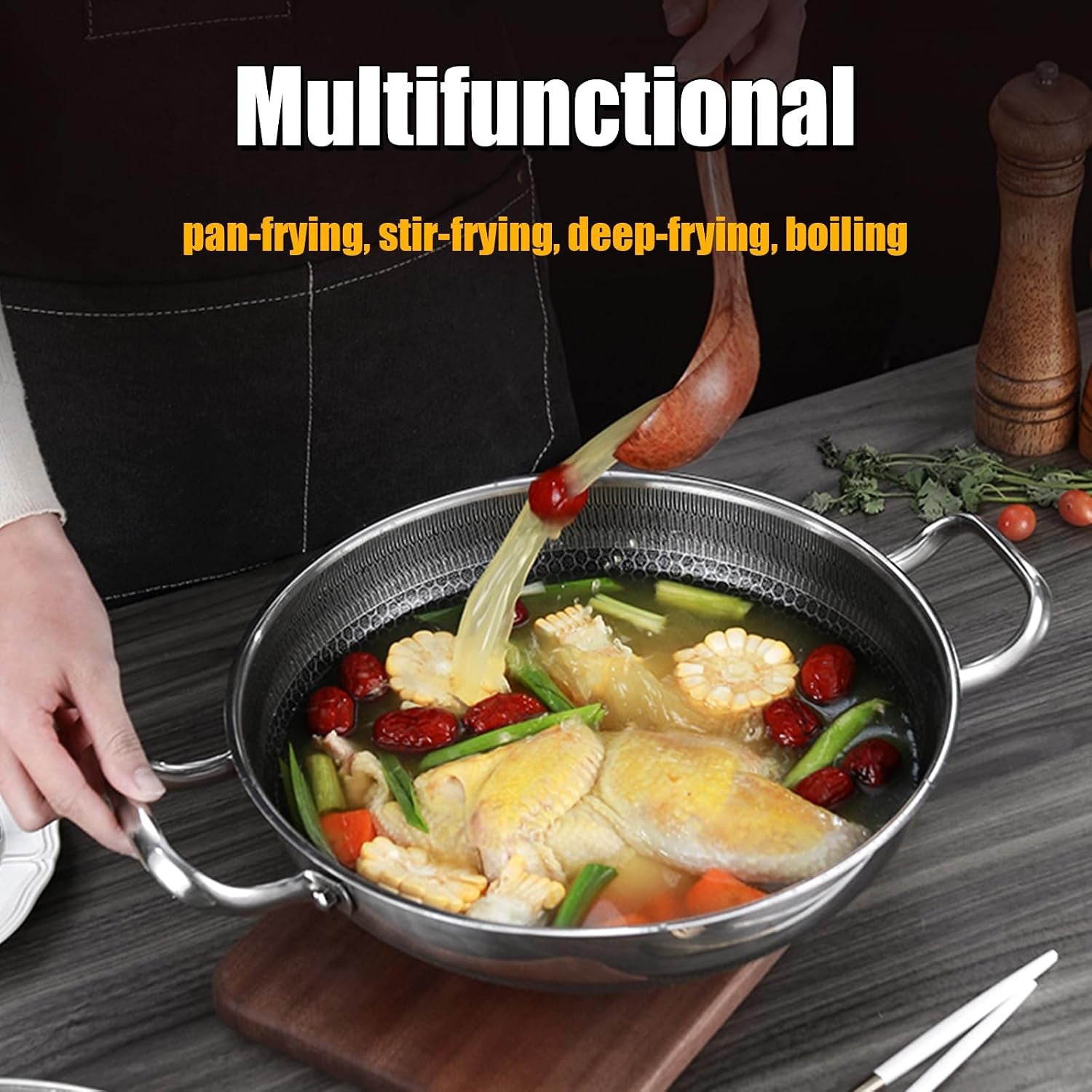 wok-pan-hybrid-nonstick-wok-with-lid-non-stick-stainless-steel-large-deep-woks-stir-fry-pans-stay-cool-handle-skillets-pfoa-free-cookware-works-on-induction-14-17in