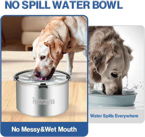 Set of 2 Dog Water Bowl Stainless Steel 5.6L/190Oz No Spill Water Bowls 1.5 Gal Large Capacity No Splash Slobber Stopper Slow Drinking Spill Proof Bowls for Messy Drinkers, Including Pet Food Bowl6