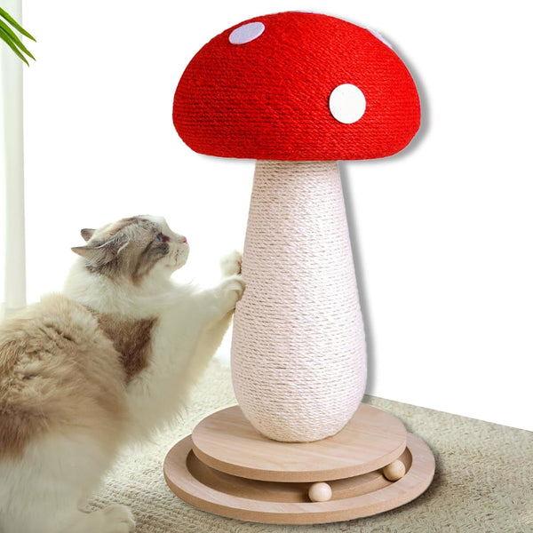 Mushroom Cat Scratcher, Sisal Cat Scratching Post | Cute Red Mushroom Design | 13.39" H X 11.02" W | Natural Sisal Rope & Soft Plush | Interactive Hanging Toy for Indoor Cats10