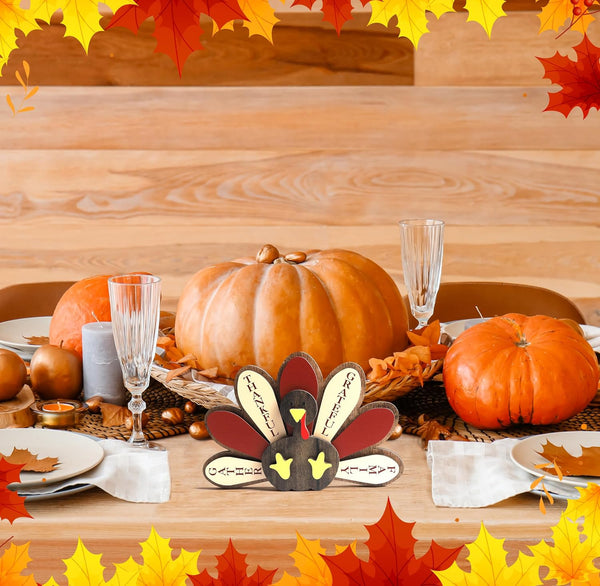 Thanksgiving Turkey Wood Table Decor Rustic Harvest Standing Wooden Sign | Autumn Centerpiece Holiday Home Tabletop Decoration Farmhouse Style8