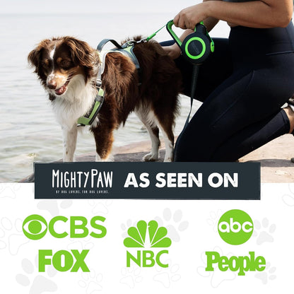 Mighty Paw Retractable Dog Leash 2.0, 16 Ft, for Medium Dogs, Heavy Duty | Reflective Nylon Tape, Tangle-Free Swivel Clip, One-Touch Quick-Lock Brake, Reflective Ring, Anti-Slip Handle5