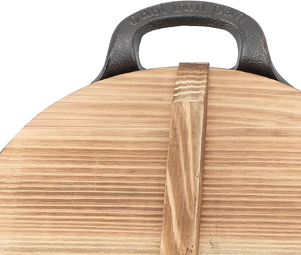 Cast Iron Wok Pan, 14.2In Large Stir Fry Pan, Flat Bottom Wok with Wooden Lid and Handle, Uncoated Cooking Wok, for All Cooktops (20Cm)7