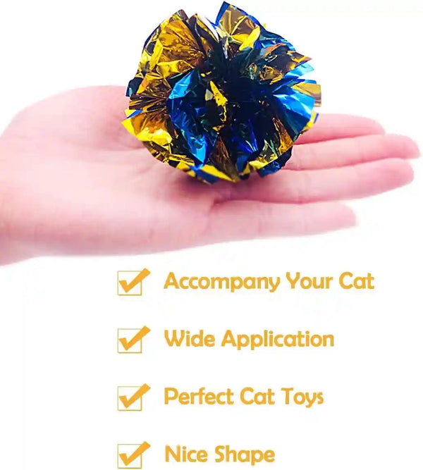 PET SHOW 20 Pcs Cat Crinkle Toy Ball 2.5Inch Mylar Cat Pounce Chase Toys Colorful Paper Ball Chase Training Activity for Cats Kittens3