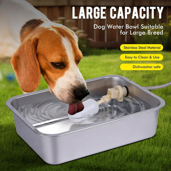 3Gal Automatic Outdoor Dog Water Dispenser for Large Breed Dogs Auto Self Filling Water Bowl Stainless Steel Dog Pet Waterer for Big Cat Chicken Goat Sheep Livestock (15.7" X 11.8")7