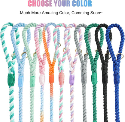 5 FT Handmade Rope Dog Leash for Small Medium and Large Dogs | Soft and Comfortable Grip, New Golden Heavy Duty Metal Clasp, Colorful Macaron6