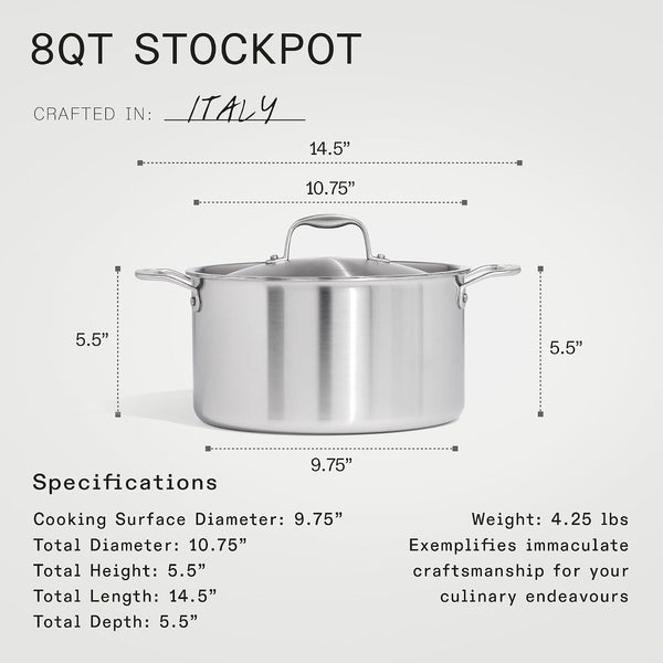 Made in Cookware - 7-Piece Ceramiclad Non Stick Pot and Pan Set (Antique Brass Handle) - 5-Ply Stainless Clad - Professional Cookware - Crafted in Italy - Induction Compatible4