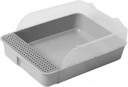 Luxshiny Detachable Small Gray Cat Litter Pan Potty with Anti-Splashing Design Plastic Half-Enclosed Cat Toilet for Kitten Housebreaking1