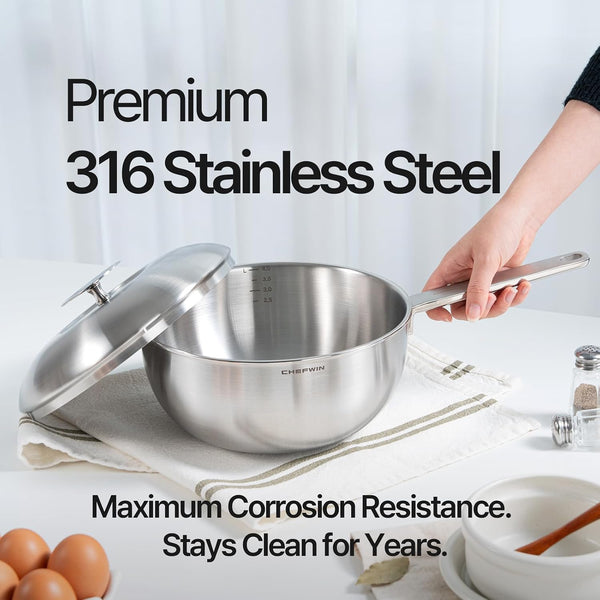 316 Stainless Steel 9.4-Inch Wok Pan with Lid, Stir Fry Pan, 5Ply, Induction Cookware, Dishwasher Safe, Oven Safe4