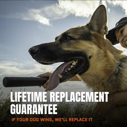 Monster K9 Chew Stick | Virtually Indestructible. Lifetime Guaranteed. | USA Made | VULCRON™ Natural Rubber | Durable, Heavy Duty Tug & Fetch Dog Toy for Aggressive Chewers | Med/Large Breeds, 9X1.75”3
