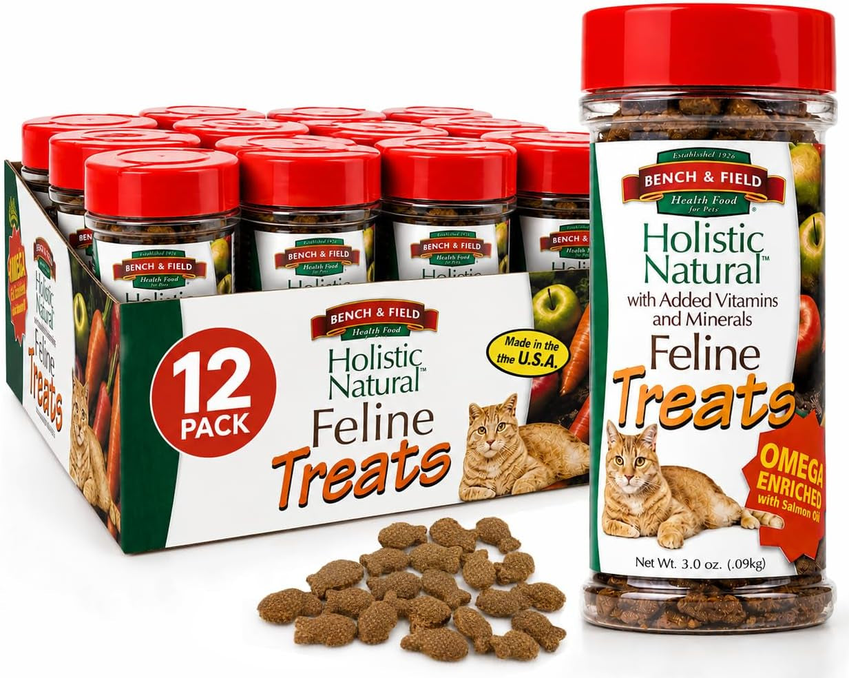 bench-field-holistic-natural-healthy-kitty-cat-treats-crunchy-fish-shaped-bites-delicious-seafood-flavored-snack-3-ounce-pack-of-3-bottles