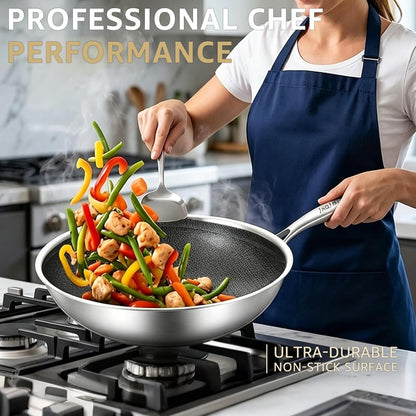 12.5 Inch Hybrid Stainless Steel Wok Pan with Lid, Ceramic Coating | Honeycomb Nonstick Stir Frying Pan, Large Wok for Asian Cooking & Family Meals, Induction Compatible, Dishwasher & Oven Safe4