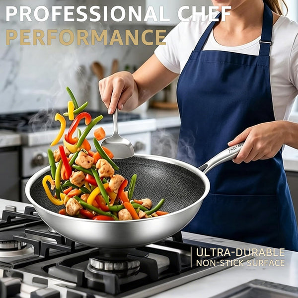 12.5 Inch Hybrid Stainless Steel Wok Pan with Lid, Ceramic Coating | Honeycomb Nonstick Stir Frying Pan, Large Wok for Asian Cooking & Family Meals, Induction Compatible, Dishwasher & Oven Safe4