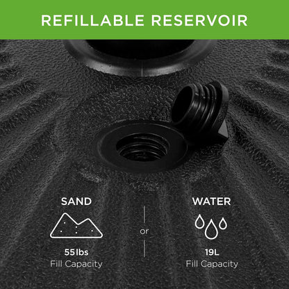 Best Choice Products Fillable Umbrella Base Stand round Sunburst Plastic Patio Umbrella Base Stand, Pole Holder for Outdoor, Lawn W/ 55Lbs Weight Capacity, Adjustment Knob2