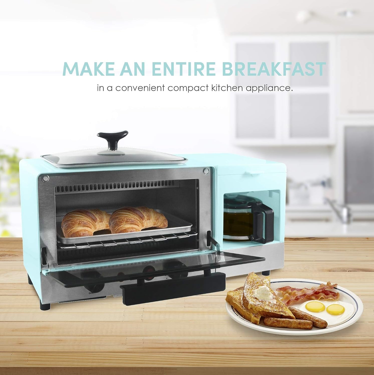 americana-breakfast-center-griddle-toaster-oven-blue-2-slice-w-15-min-timer-heat-selector-mode-plus-9-5-griddle-w-glass-lid-4-cup-coffeemaker