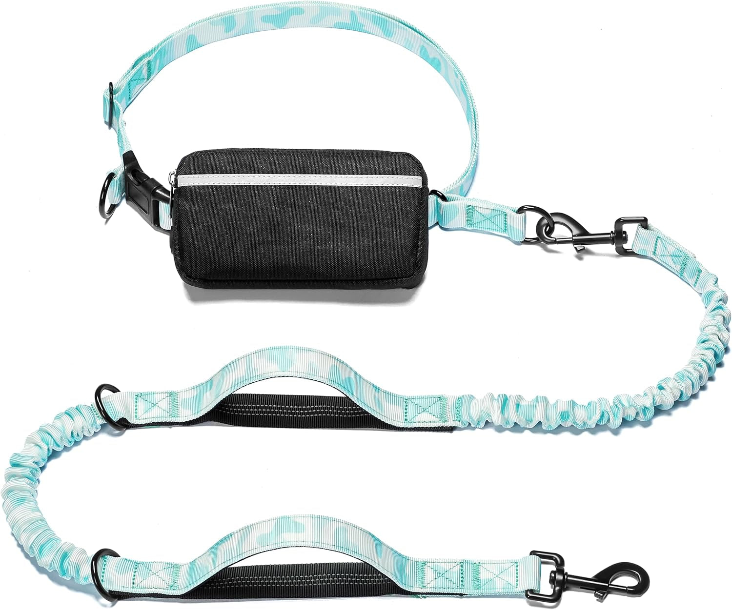 iyoshop-hands-free-dog-leash-with-zipper-pouch-dual-padded-handles-and-durable-bungee-for-walking-jogging-and-running-your-dog-large-25-120-lbs-black