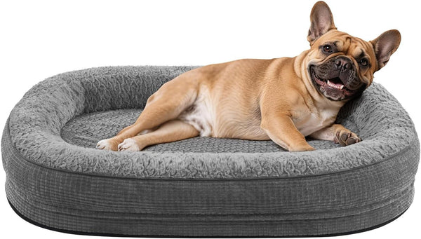 JOEJOY Orthopedic Dog Beds Large Sized Dog, XL Egg-Crate Memory Foam Pet Couch Bed with Bolster Sides, Waterproof Lining, Removable Washable Cover & Non-Slip Bottom, Grey9
