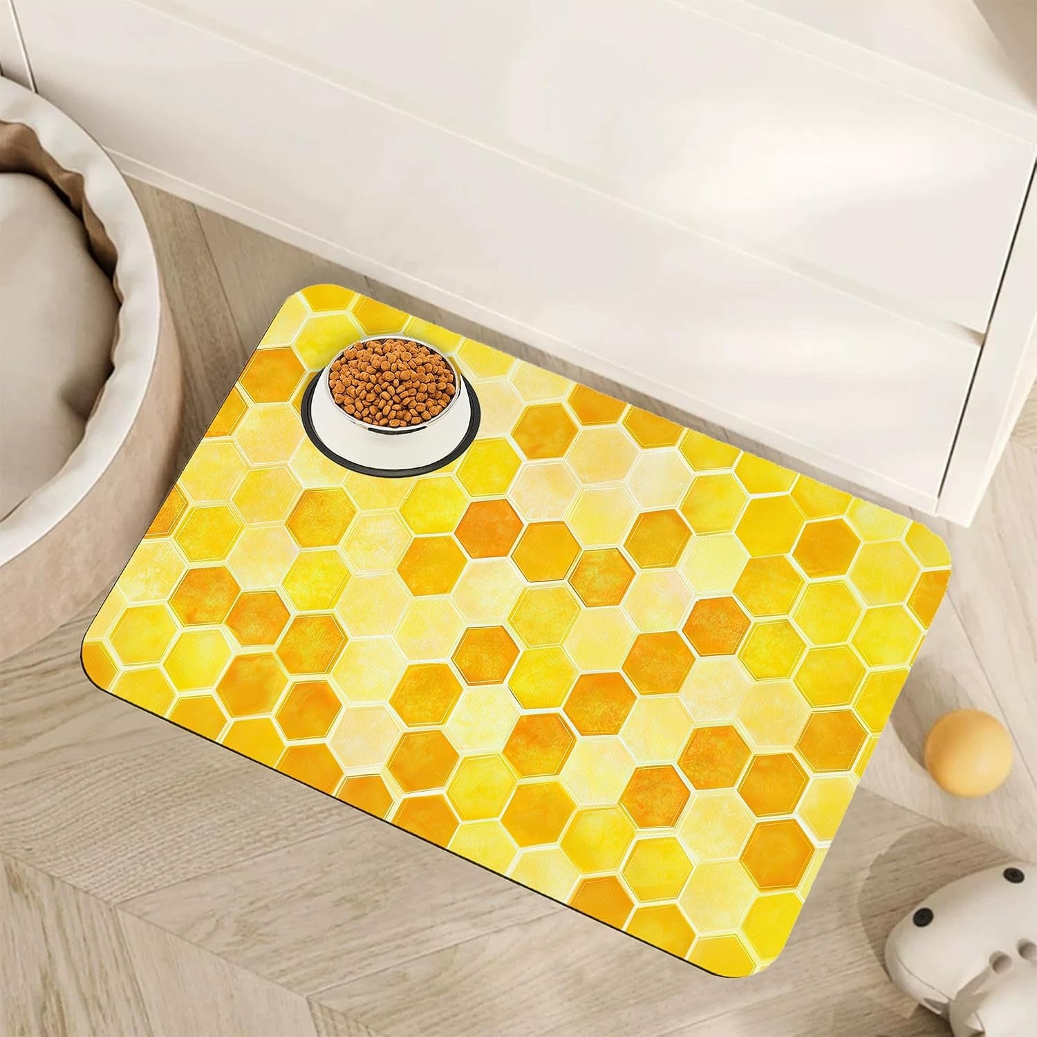 cute-strawberry-flower-dog-cat-food-mat-pink-absorbent-pet-feeding-mat-with-rubber-backing-non-slip-water-bowl-placemat-indoor-pet-accessories-supplies-12x20