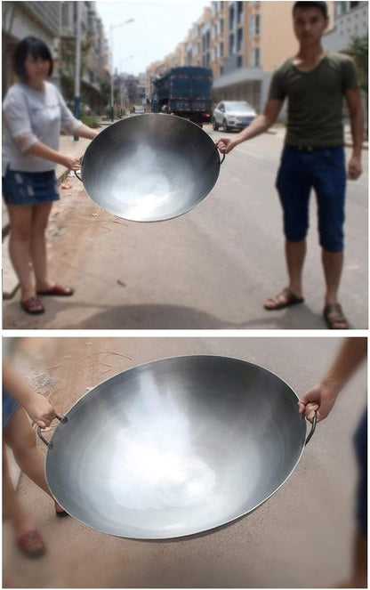 Cast Iron Wok with 2 Handled,Woks and Stir Fry Pans - Chinese Hammered Wok round Bottom Pow Wok - Traditional Chinese Japanese Woks (Size : 38Cm/14.9In)3