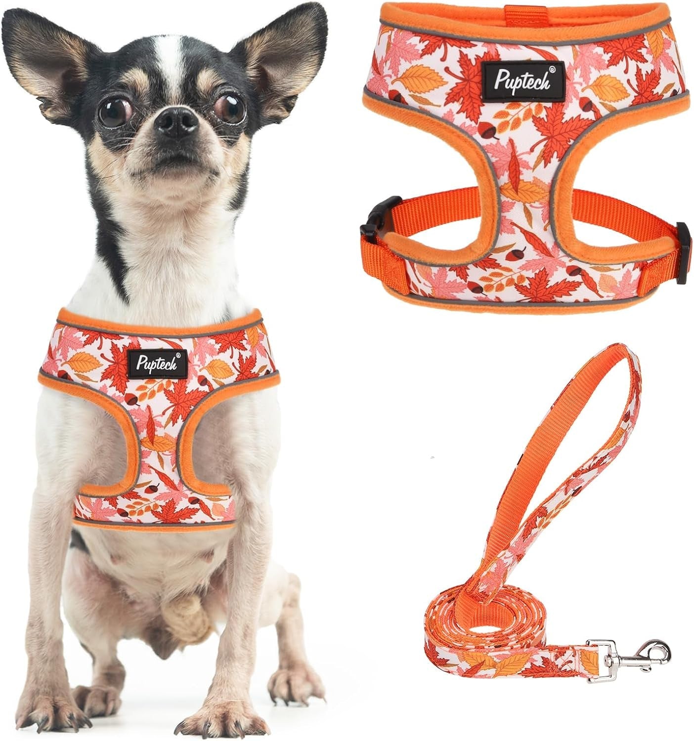 pupteck-soft-mesh-dog-harness-small-sized-and-leash-set-pet-puppy-cat-comfort-padded-vest-no-pull-harnesses-beige-s