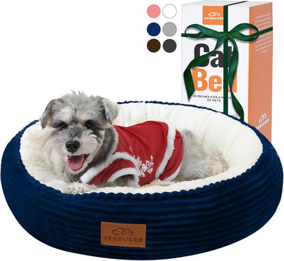 Zerbuger 20In Washable Cat Beds for Indoor Cats - round Donut Pet Bed for Cats, Small Dogs, Puppy, Kitten - Anti-Slip Bottom, Calming Bed Gift - Pink18