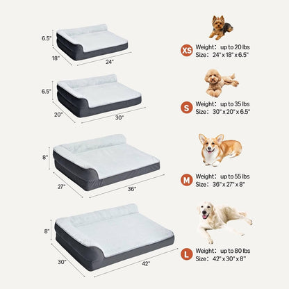 Amazon Basics Washable L-Shaped Dog Bed for Large Dogs, Anti-Slip Pet Sofa Bed for Indoor Dogs, Crate Bed, 42X30X8 Inches, Gray, Large2