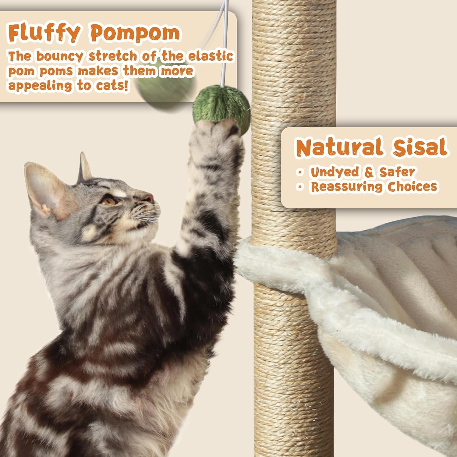 fantasreen-cat-scratching-post-28-inches-small-cat-tree-tower-with-hammock-cat-toy-wooden-interactive-condo-for-kitten-and-adults-cat