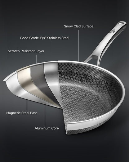 Non Stick Frying Pans,12-Inch Stainless Steel Skillet,Pan with Lid | Hybrid Nonstick | Pfoa-Free | Non-Toxic | Induction Compatible | Oven & Dishwasher Safe9