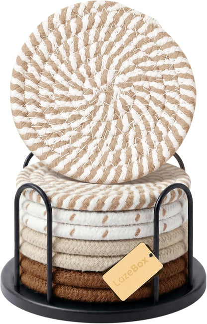 Coasters Set of 8 for Drinks, 4 Inch Large Coasters for Coffee Table, Tabletop Protection for Hot & Cold Drinks, Versatile Coasters for Home Decor, Non-Slip & Easy to Clean, Coffee1