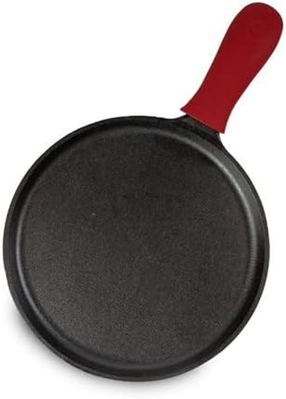 Pre-Seasoned Cast Iron Griddle with Red Handle Holder, 10.5 Inches | Includes Red Silicone Handle Holder, Heavy Duty Flat Cooking Pan for Breakfast Favorites & Everyday Cooking2