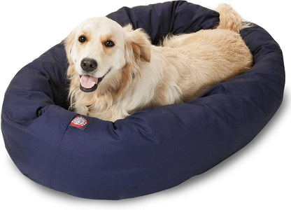 Majestic Pet 40 Inch Bagel Calming Dog Bed Washable – Cozy Soft round Dog Bed with Spine Support for Dogs to Rest Their Head - Fluffy Donut Dog Bed 40X29X9 (Inch) - round Pet Bed Large – Blue1
