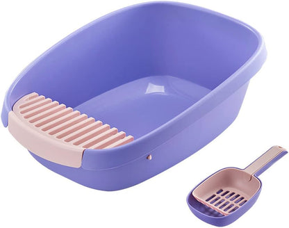 Open Cat Litter Box Large Litter Pan for Cats High Sided Kitten Litter Box with Cat Litter Scoop Removable Pedal Type Cat Toilet Pet Supplies Easy to Clean8