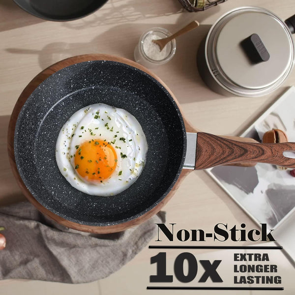 Pots and Pans Set Non Stick, 12Pcs Induction Cookware | Nonstick Kitchen Cookware Set, Black Granite Cooking Pans, PFOS & PFOA Free, Easy Food Release, Fast & Even Heating2