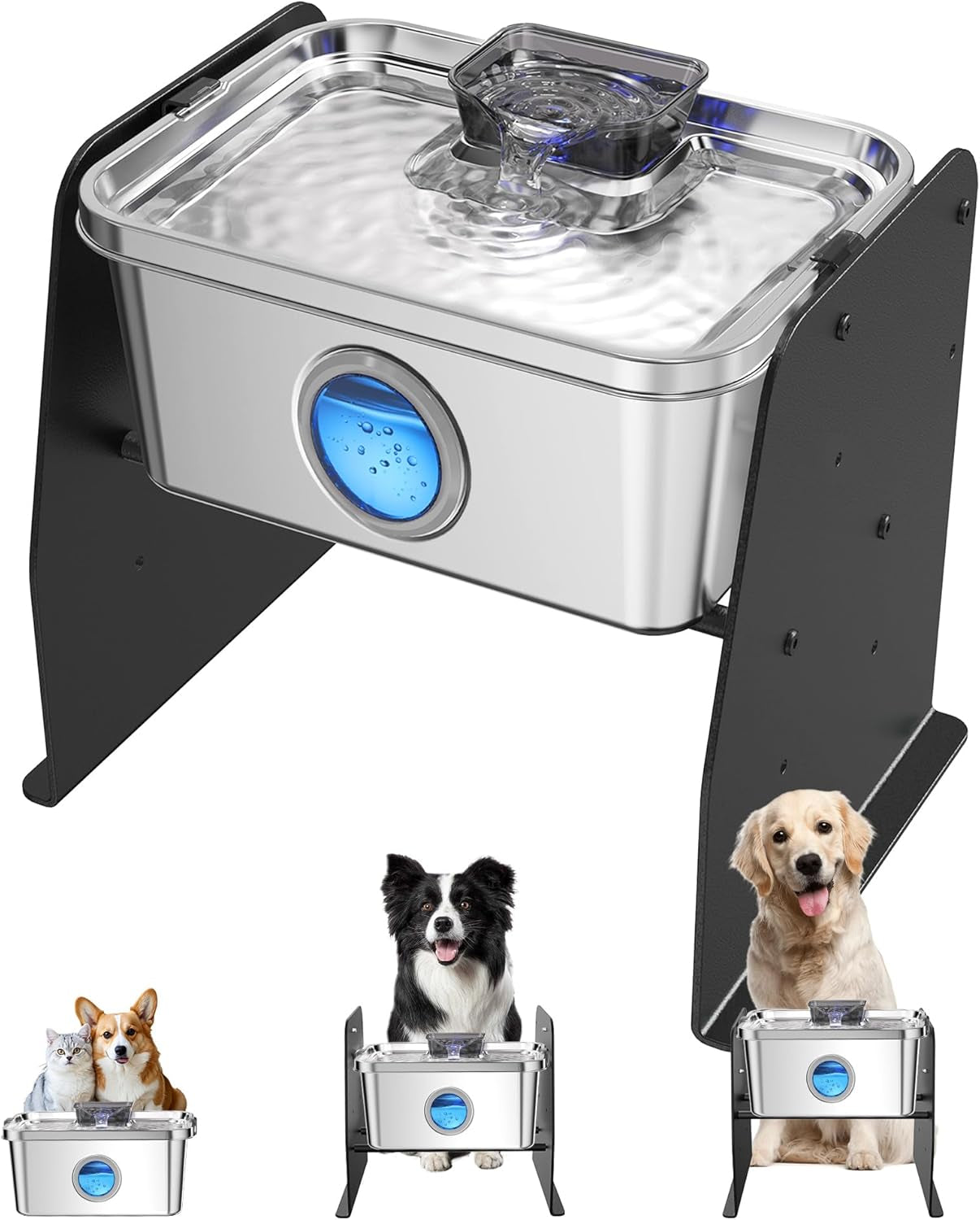 petimi-dog-water-fountain-2-gallon-304-stainless-steel-large-pet-water-fountain-for-dogs-cats-ultra-quiet-indoor-pet-fountain-safety-lock-3-replacement-filters-included-smart-pump-protection