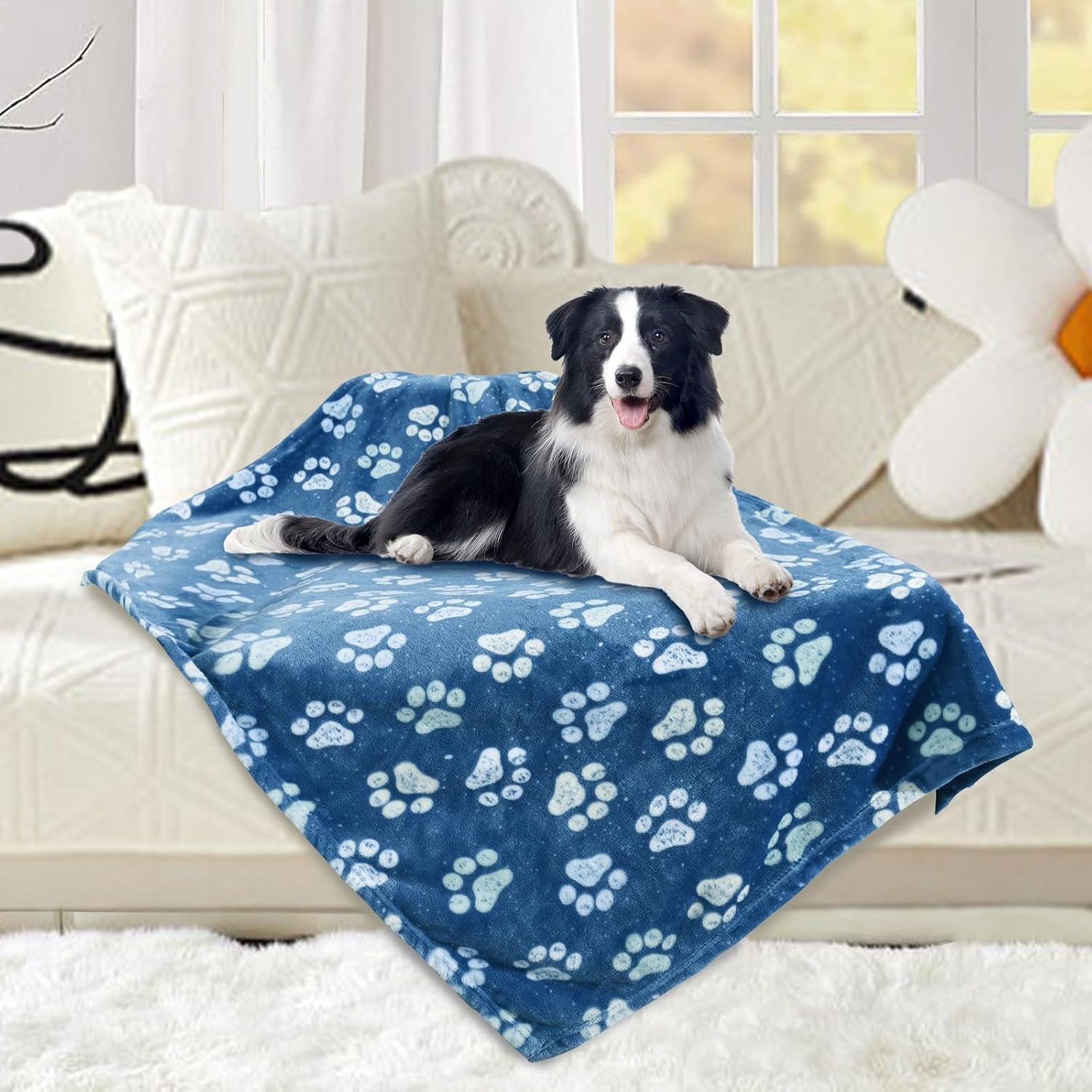 rezutan-blanket-for-large-dogs-cat-flannel-washable-soft-pet-mat-throw-cover-for-kennels-beds-sofas-furniture-protection-cute-paw-pattern-black-50x40-inch