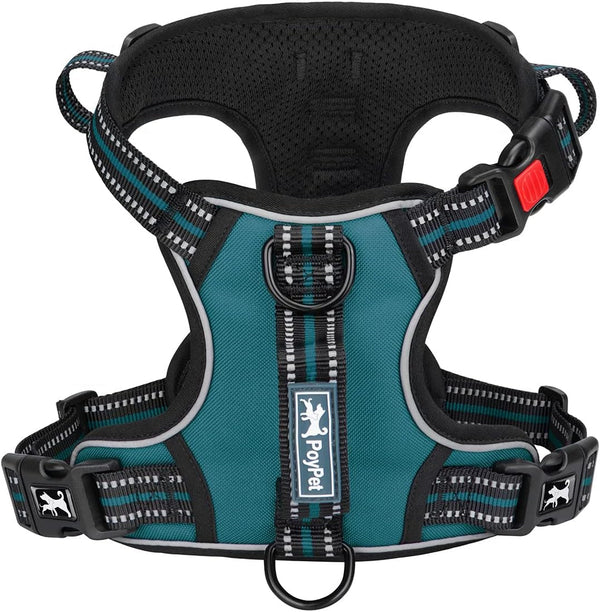 Poypet No Pull Dog Harness, No Choke Front Clip Reflective Dog Vest with Soft Padded Vertical Handle, 3 Leash Attachments for Small Medium Large Dogs (Black,Xl)9