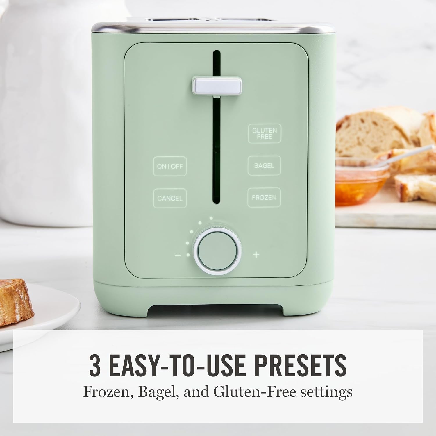 2-slice-toaster-3-presets-10-shade-settings-honeydew-gluten-free-bagels-extra-wide-self-centering-slots-waffles-artisan-bread-shade-memory-cord-wrap-removable-crumb-tray