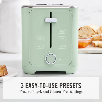 2-Slice Toaster, 3 Presets & 10 Shade Settings, Honeydew | Gluten-Free, Bagels, Extra-Wide Self Centering Slots, Waffles & Artisan Bread, Shade Memory, Cord Wrap & Removable Crumb Tray3