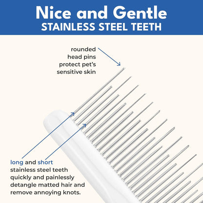 Grooming Comb for Long & Curly Hair in Dogs & Cats - Top Pet Detangler Brush - Removes & Prevents Matted Fur - Perfect for Goldendoodle, Poodle Mixes, and Cat Undercoat2