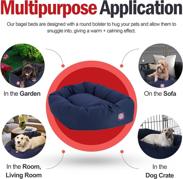 Majestic Pet 40 Inch Bagel Calming Dog Bed Washable – Cozy Soft round Dog Bed with Spine Support for Dogs to Rest Their Head - Fluffy Donut Dog Bed 40X29X9 (Inch) - round Pet Bed Large – Blue5