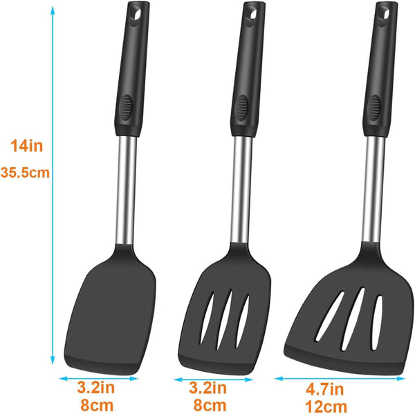 Spatula Set Silicone Heat Resistant for Nonstick Cookware Rubber Silicone Spatula Turner Fish, Large Nonstick Plastic Egg Wok Spatula for Kitchen Use Cooking Utensils Set7