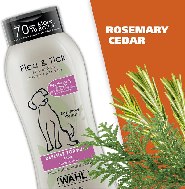 Wahl USA Flea & Tick Repelling Dog Shampoo, Rosemary & Cedar, 24 Oz | Fleas & Tick Defense Formula Shampoo for Dogs, Rosemary Cedar Scent – Model 820007A7