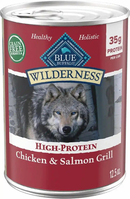 Blue Buffalo Wilderness Grain Free Adult Wet Dog Food, Beef & Chicken Grill, 32G Protein per Can, 12.5 Oz. Can (Pack of 12)19