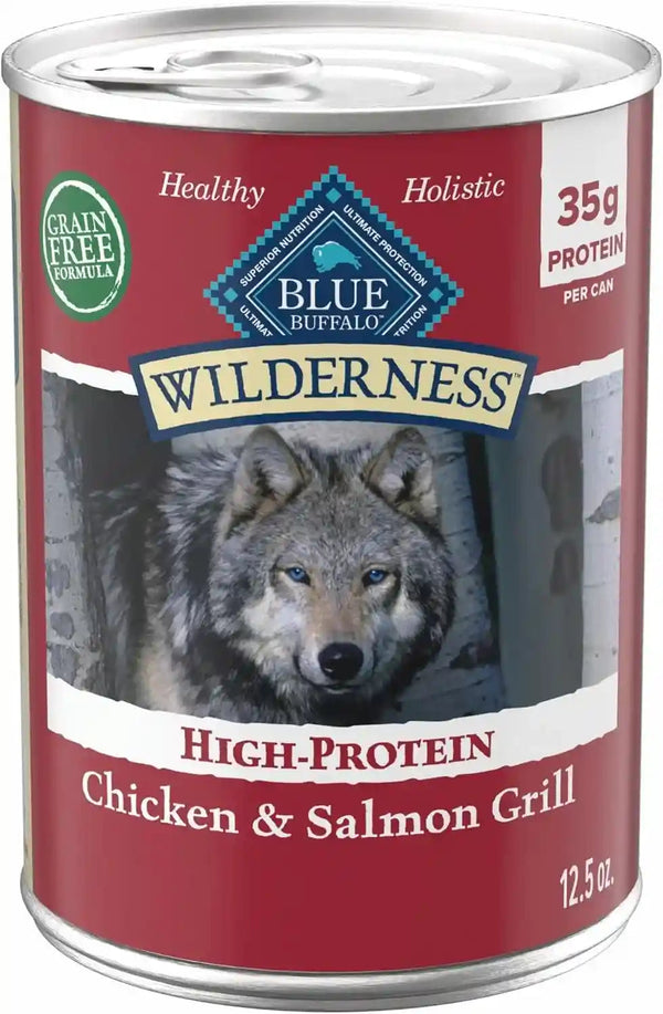 Blue Buffalo Wilderness Grain Free Adult Wet Dog Food, Beef & Chicken Grill, 32G Protein per Can, 12.5 Oz. Can (Pack of 12)19