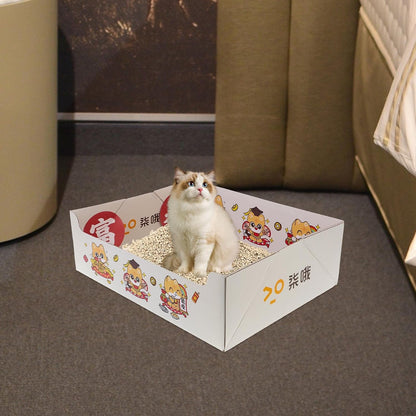 Portable Collapsible Cat Litter Box, Foldable Disposable Fiber Litter Tray 38X29X12Cm, Travel-Friendly Indoor Outdoor Kitten Potty for Pet Cleaning and Housebreaking4