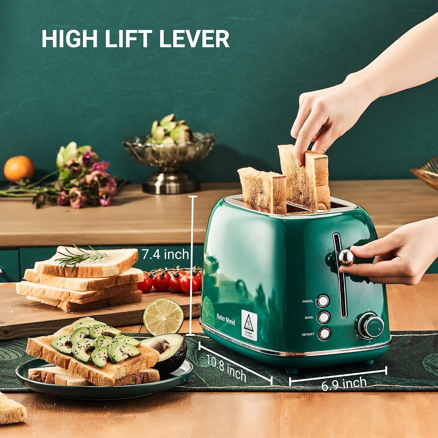 2-slice-toaster-retro-stainless-steel-with-bagel-cancel-and-defrost-functions-6-bread-shade-settings-extra-wide-slots-and-removable-crumb-tray-green