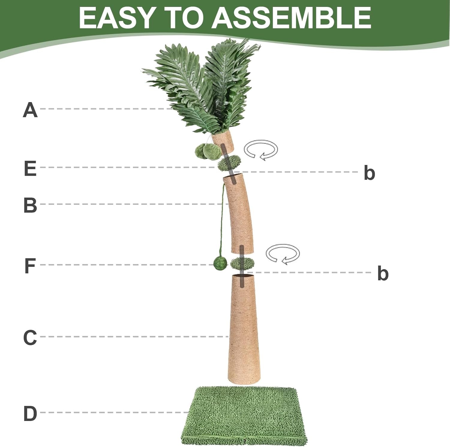 40-tall-cat-scratching-post-cat-tree-curved-design-cat-scratcher-post-with-3-interactive-balls-natural-sisal-rope-cat-scratching-posts-for-indoor-cats-adults-kittens-multi-combinable-style-a