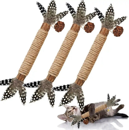Cat Chew Toys Silvervine Sticks Dental Treat Feather 7Pack Indoor | Real Feathers Silvervine Dual-Action Chew Chase Soothes Teething, Cleans Teeth Relieves Boredom Indoors Safe Durable 7PK Set10