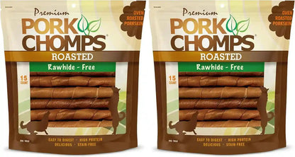 Pork Chomps Roasted Pork Skin Dog Chews, 6 Inch Twists, 15 Count - Long-Lasting Treats for Dogs - High Protein, Rawhide-Free, Low Fat, Healthy & Delicious Chews9