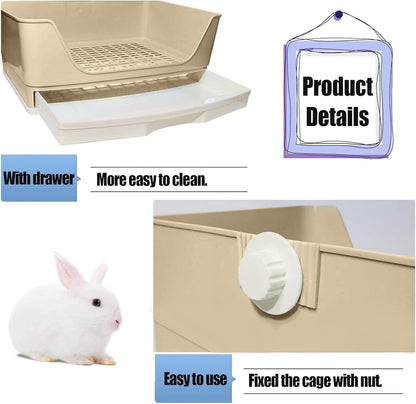 Kathson Large Rabbit Litter Box Trainer, Potty Corner Toilet with Drawer Bigger Pet Pan for Adult Hamster, Guinea Pig, Ferret, Galesaur, Bunny and Other Animals (Brown)3